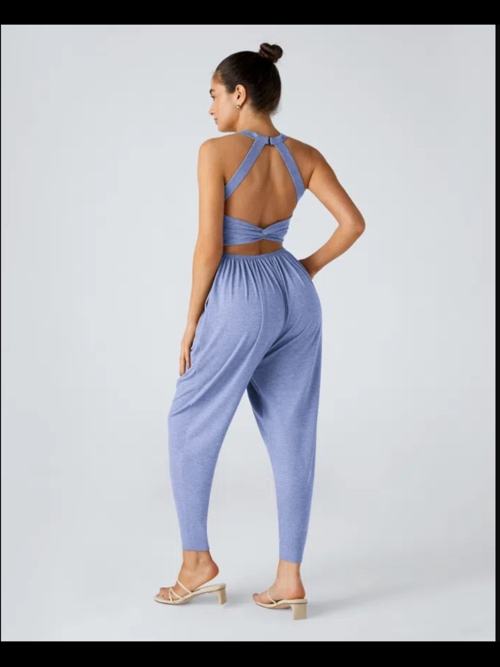 NWT Size Large HALARA Lavender Blue Open-Back Crossover Jumpsuit - Picture 1 of 7